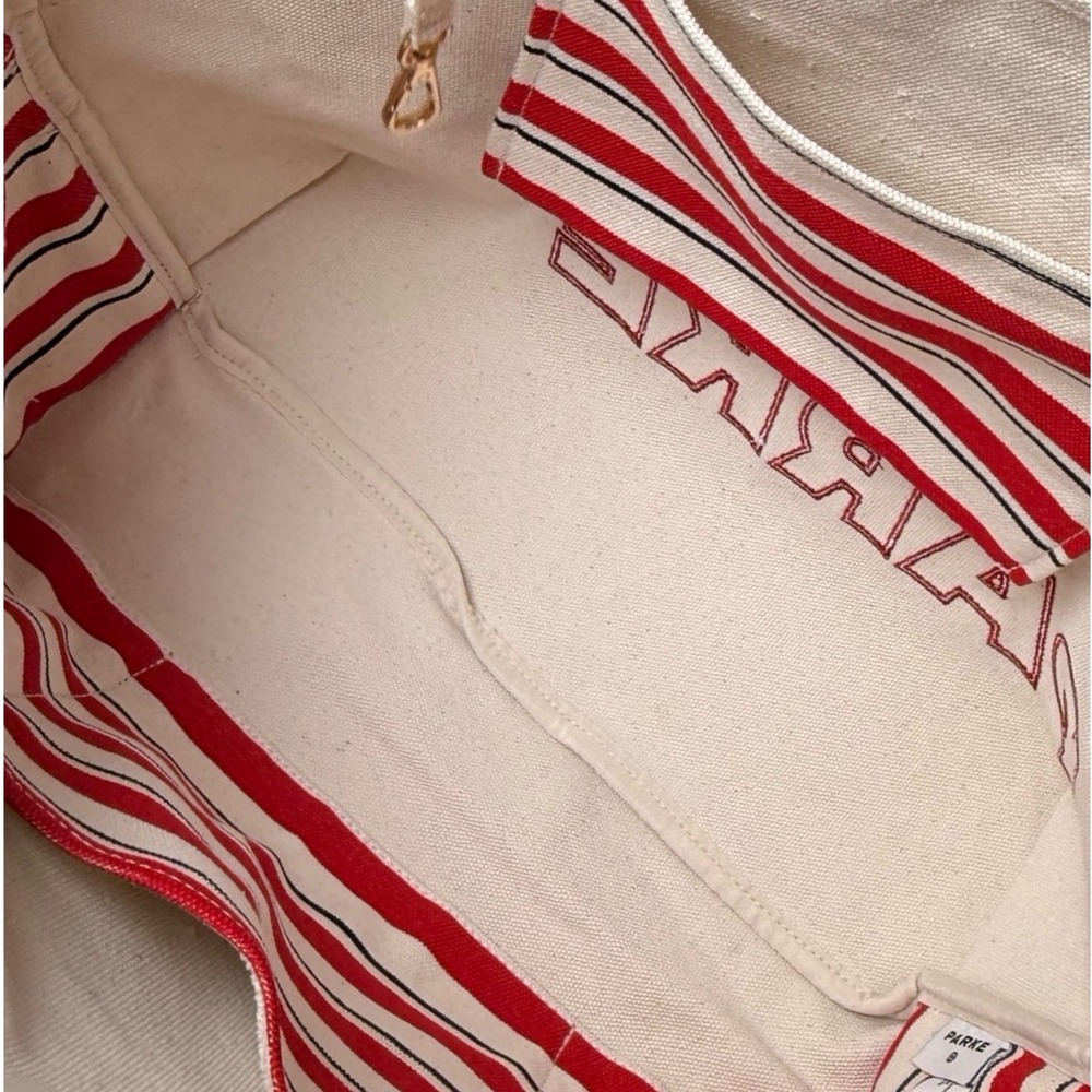 PARKE x Target Large Canvas Tote Bag Natural Red Logo NWT - Picture 6 of 6